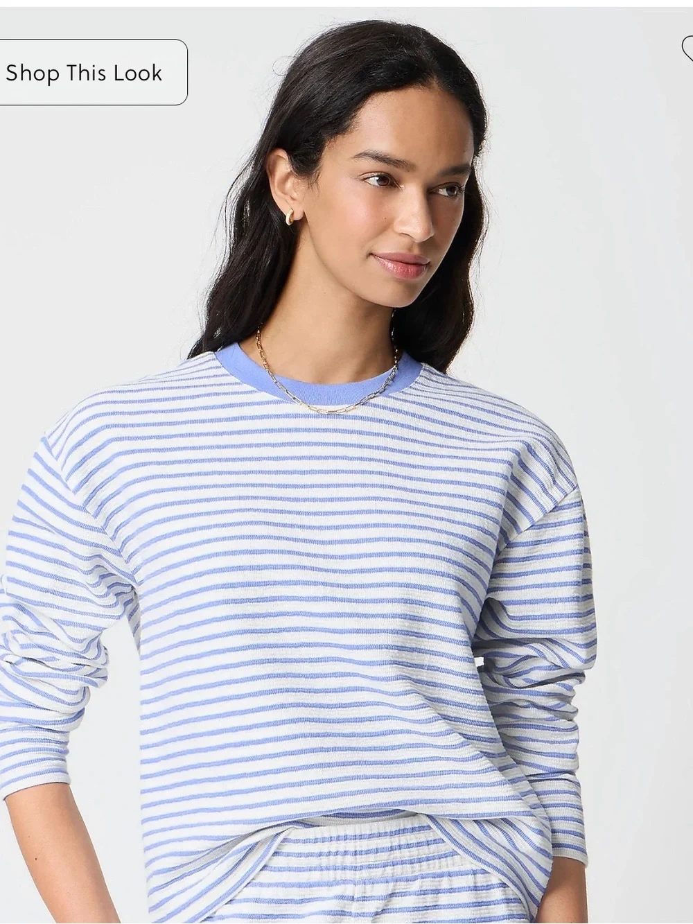 J Crew Jacquard striped crewneck sweatshirt with matching shorts